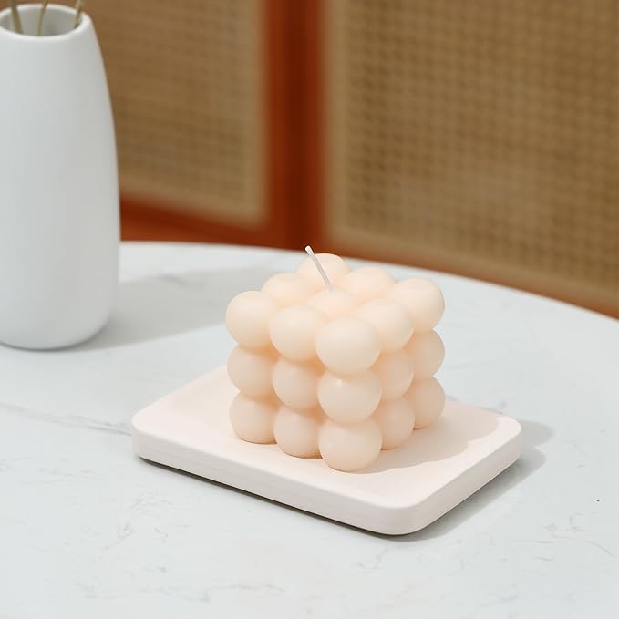 Diatomite Soap Dish for Kitchen Organizer, Quick Dry Sink Caddy Holder for Sponge, Brush, Toothbrush - Fast Absorbing Stone Tray (Beige, 4.8" x 3.1")
