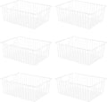 Upright Freezer Organizer Bins，Freezer Storage Baskets for 16, 17, 21 cu.ft Standup Freezer, Wire Storage Baskets with Built-in Handles, 6Pcs , White