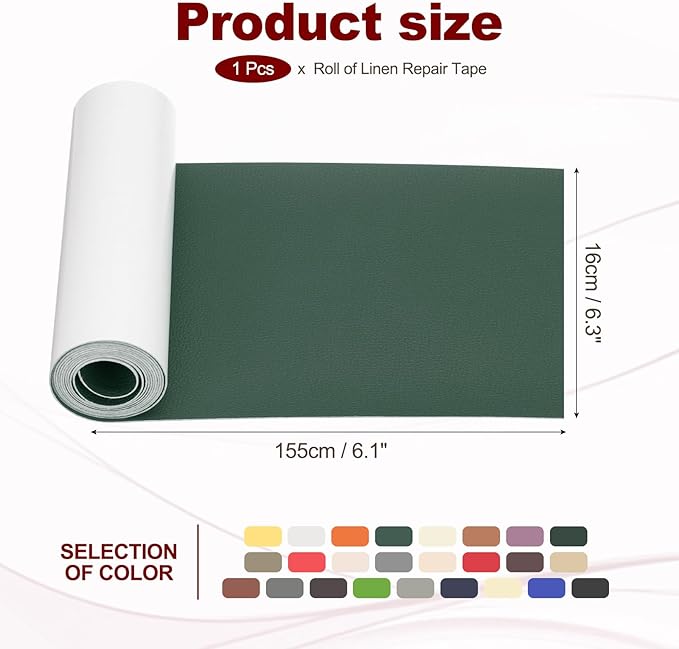 PATIKIL Leather Patches Tape for Furniture, 6.3 x 61 Inch Self Adhesive Vinyl Leather Repair Kit Cover Sheet for Couch, Sofa, Car Seats, Office Chair, Emerald Green