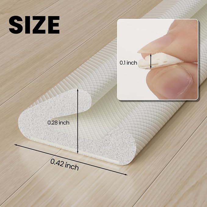 V Shape Foam Weather Stripping Door Frame Seal Strip 33FT White, Draft Stopper, Insulation Winter, Weatherstripping, Gap Sealing, Soundproofing, Self-Adhesive Used for Exterior Front Door Side