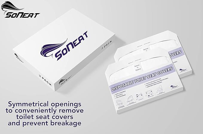 Disposable Toilet Seat Covers XL Half Fold Flushable – 200 Sheets 2 Pack for Public Facilities, Office, School, Hotel & Business Use – Premium toilet seat cover For Commercial Wall Dispenser