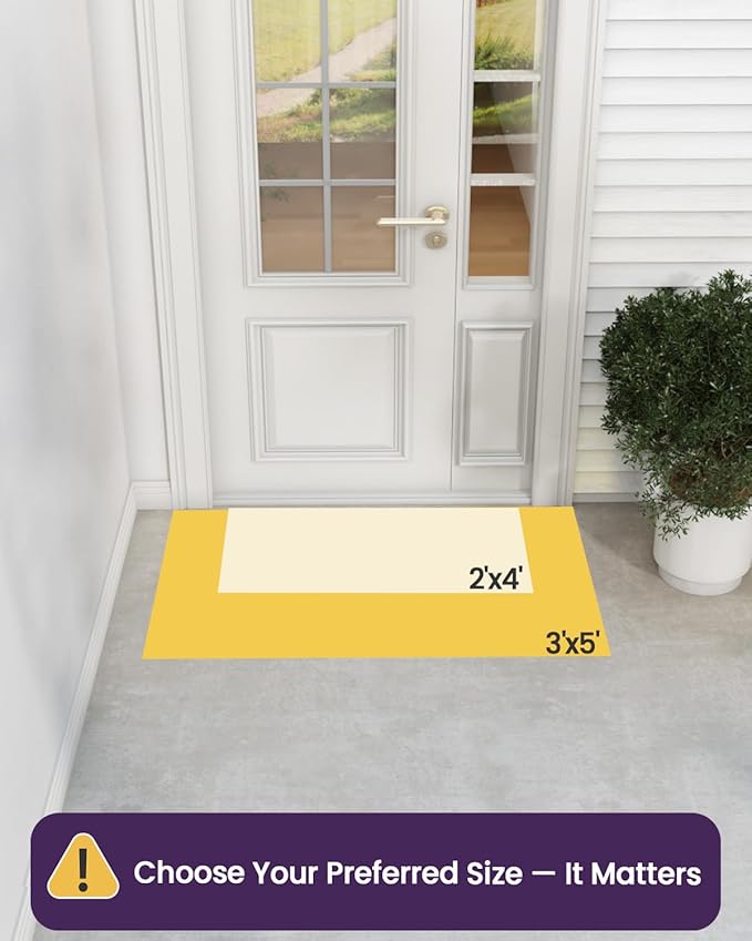 DEXI Front Door Mat Outside Entrance, Heavy Duty Non Slip Low Profile Doormat for Entryway, Trap Dirt and Moisture Welcome Mats, Easy Clean, Patio, Garage, 5x3, Blue
