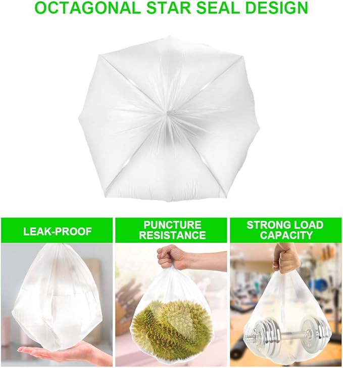 FORID Clear Medium Garbage Bags – 8 Gallon Plastic Trash Bags 30 Liter Wastebasket Bin Liners 220 Count for Bathroom Bedroom Office Trash Can
