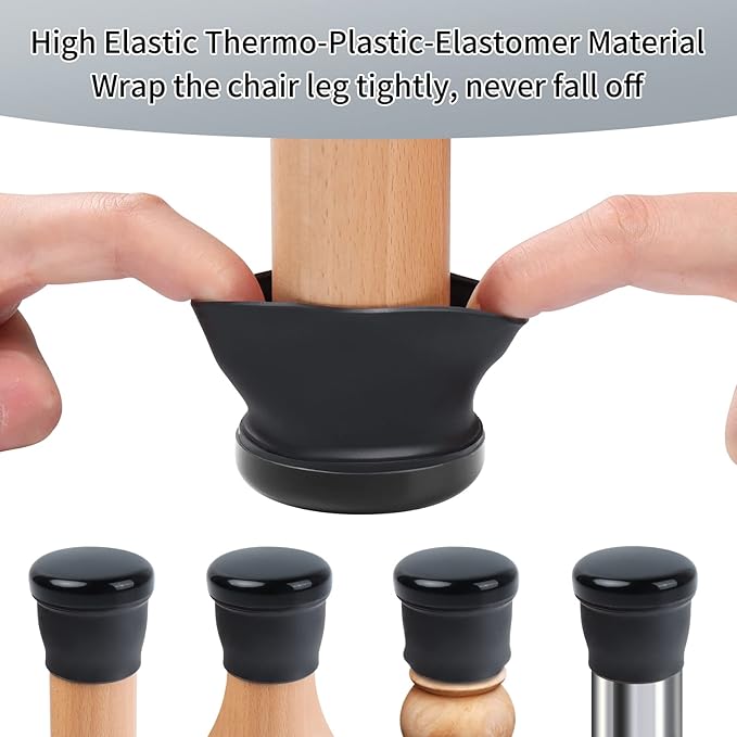 Ezprotekt 24 Pcs Large Black Chair Leg Sliders for Carpet, Round Chair Glides for Rug, Teflon Furniture Pad Bar Stool Leg Protectors Caps to Slide Smooth (XL Fit: 1-2/5" to 1-13/20")