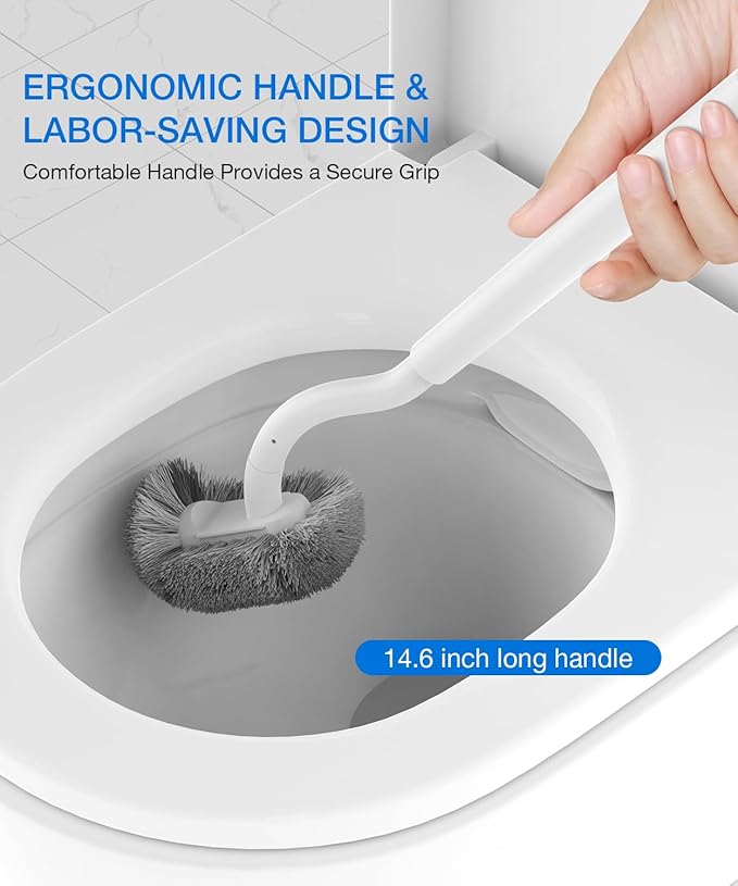 Bathroom Toilet Brush, OSCIOSS Toilet Cleaner Brush [2 Pack] with Ergonomic Design, Compact Size, Durable Bristles, Wall Mounted RV Toilet Brush for Bathroom Cleaning