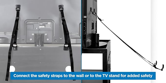 Mount-It! Safety Straps for TV, Furniture, Bookcase, Dresser and TV Stands - Anti-Tip Strap Television Anchor Kit for Baby Proofing, Earthquake Protection, 2 Pack, Mounting Hardware Included