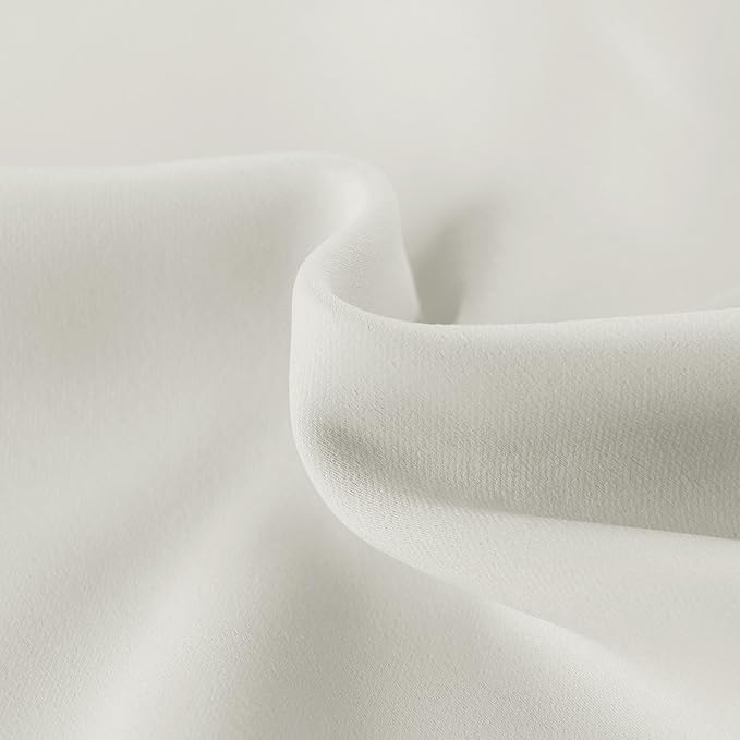 DWCN French Door Curtains Rod Pocket Thermal Blackout Curtain for Glass Windows, Kitchen and Patio Doors for Privacy, 54 X 40 Inches Long, 1 Curtain Panel with Tieback, Ivory
