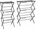 3 Tier Clothes Drying Rack,Foldable & Portable Clothing Drying Rack,Space-Saving Design, Indoor & Outdoor Laundry Rack for Drying Clothes,Metal Dryer Rack，Pure Black