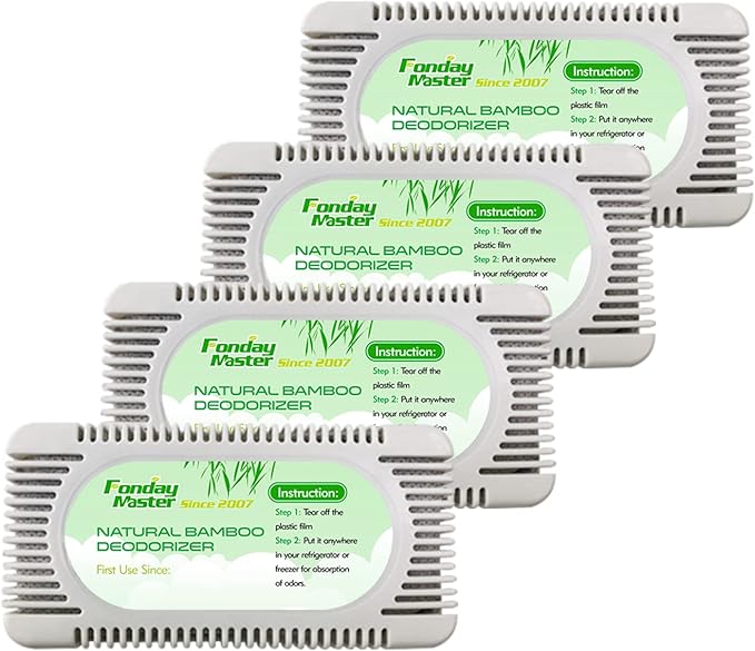4Packs Fonday Refrigerator Deodorizer Odor Eliminator for Fridges Freezers Coolers Lunch Boxes Bamboo Charcoal More Effective Than Baking Soda