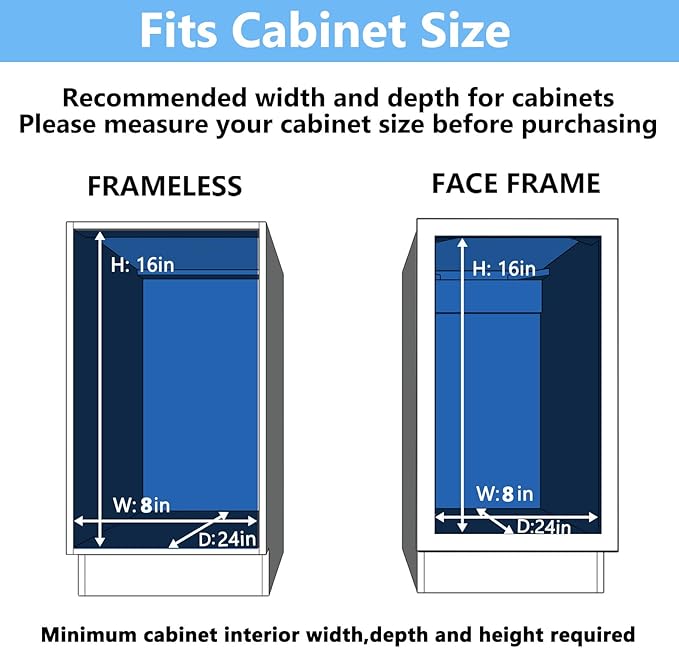LOVMOR 2 Tier Individual Pull Out Cabinet Organizer 7½" W x 21½" D, Slide Out Kitchen Cabinet Storage Sliding Shelves