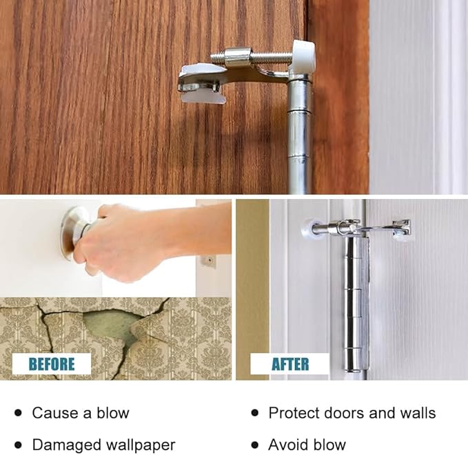 20 Pack Hinge Pin Brushed Nickel Door Stopper, Adjustable Heavy Duty Hinge Pin Door Stop with Rubber Bumper Tips