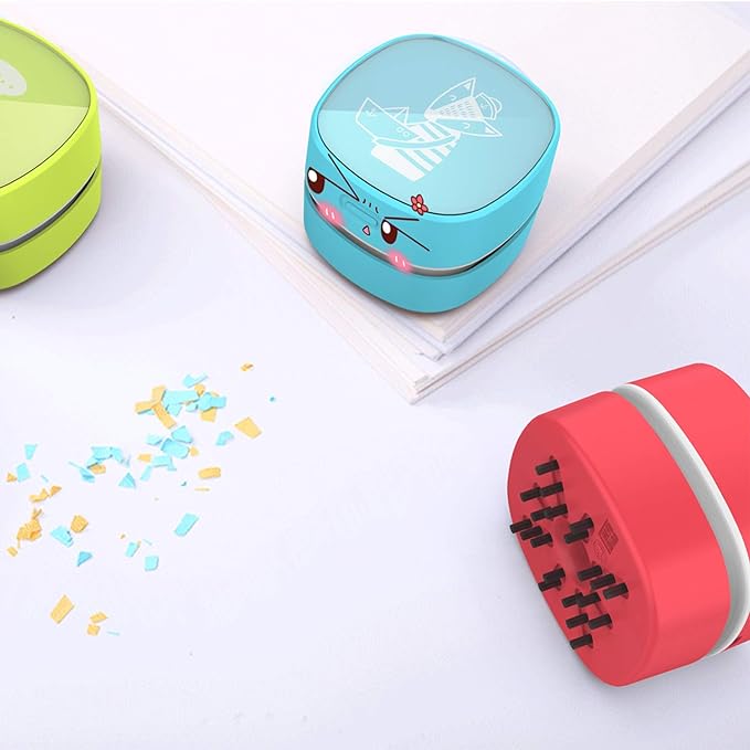 ODISTAR Desktop Vacuum Cleaner,Mini Table dust Sweeper Energy Saving,High Endurance up to 400 mins,Cordless&360º Rotatable for Cleaning Hairs,Crumbs,Computer Keyboard of Kids Gift(Red Charging)