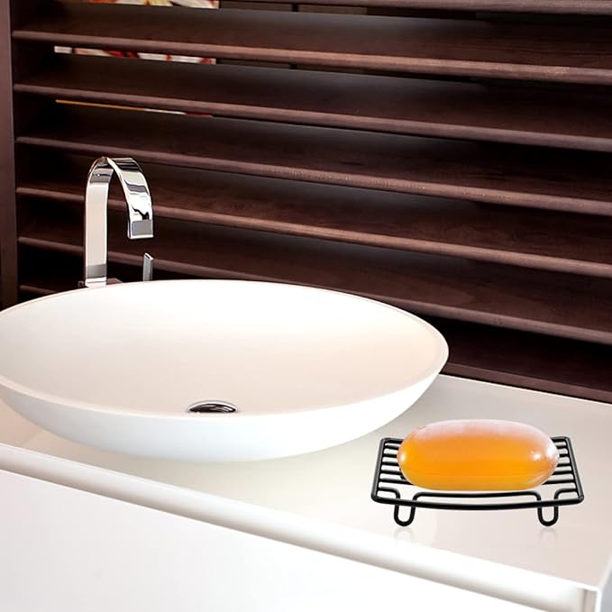 Bar Soap Dish Holder for Shower Bathroom Stainless Steel Rust Proof Self Draining, Black-2 Pack