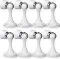 8 Pcs Magnetic Door Stoppers Stainless Steel Door Stops Magnetic Catch Holder with Screws for Wall Floor Mounted Wall Protector Hold (White)