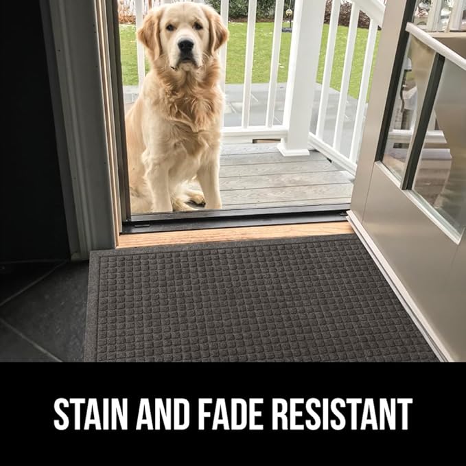 GORILLA GRIP Front Door Mat, 72x24, Indoor Outdoor Ultra Absorbent HydroAbsorb Doormat, Absorbs Up to 2.75 Cups of Water, Stain and Fade Resistant, Rubber Backing Doormats, Captures Dirt, Charcoal