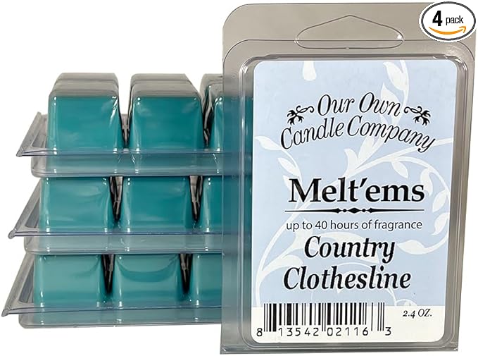 Our Own Candle Company Premium Wax Melt, Country Clothesline Scent, 6 Cubes, 2.4 oz (4 Pack)