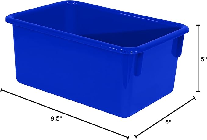 Wood Designs Cubby Storage Bin, Heavy Duty Plastic Containers for Kids Blue Cubby Tray Set of 20