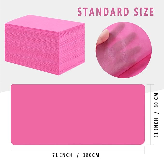 Disposable Bed Sheets 100 Pcs 31" x 71" Massage Table Sheets Non Woven Fabric SPA Bed Cover Breathable for Massage Beauty Tattoos(Pink)