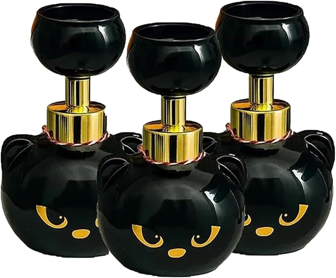 Cute Cat Paw Foam Soap Dispenser, Foaming Hand Dispensers - Pawprint Creates Shaped Bubbles, Black Pump Bottle for Soap, Refillable Empty Foam Liquid Container for Bathroom Kitchen (3)