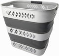 SAMMART 40L (10.5 Gallon) Collapsible Plastic Laundry Basket with Handles - Foldable Pop Up Storage Container/Organizer - Portable Laundry Hamper - Space Saving (1, Grey)
