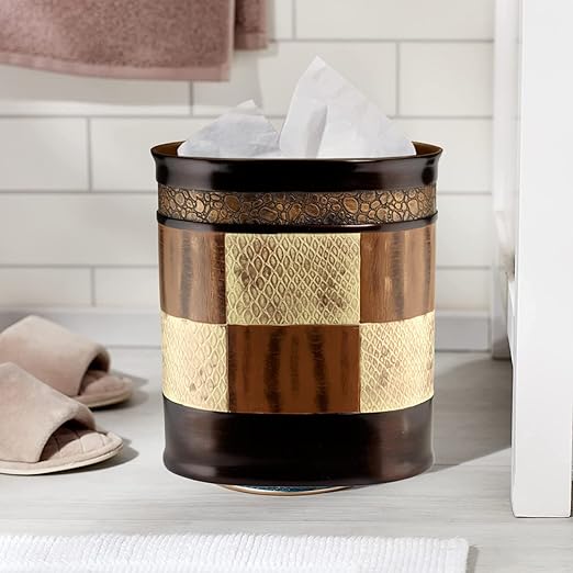Decorative Trash Can for Bathroom, Office & Bedroom - 2.1 Gallons Stylish & Small Trash Can for Dorms, Desktop & Restroom - Chic Waste Basket for Compact Spaces, Zambia