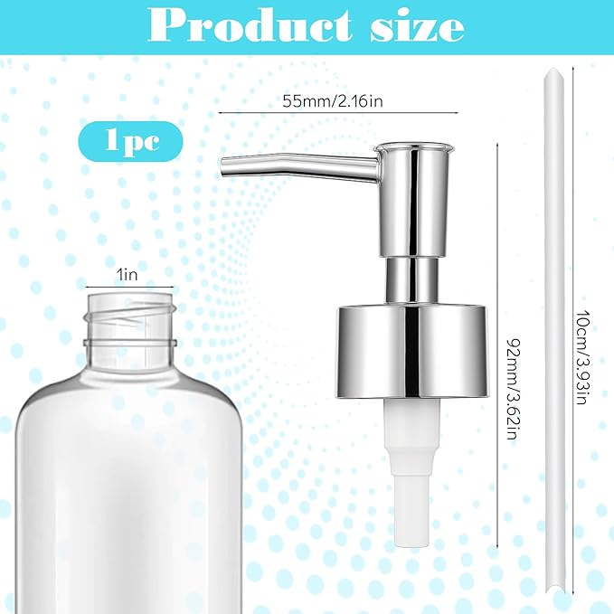 2 Pcs Pumps Lotion Soap Dispenser Replacement Silver Soap Pump Dispenser Head for Liquid Soaps Lotion or Dish Soaps Refill Dispensers for Regular Mouth Plastic Shampoo Bottle