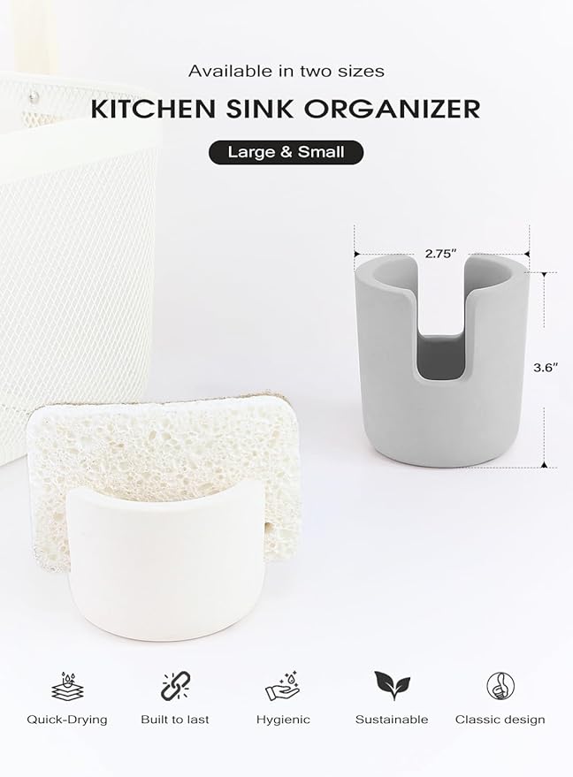 Diatomite Stone Sponge Holder, Quick Dry Dish Sponge Stand for Countertop, Fast Dry Diatomaceous Earth Sponge Holder for Kitchen Sponge, Gray