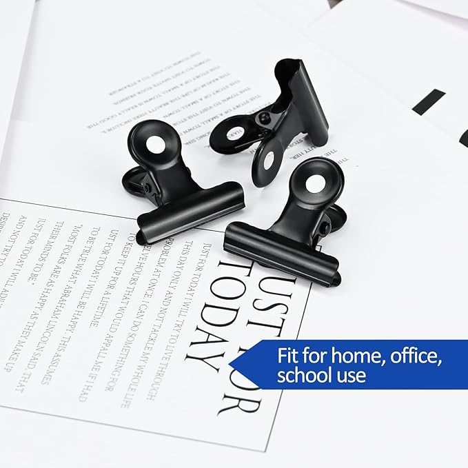 30 Pack Bulldog Clips 1.25 Inches Small Hinge Paper Clips Metal Hinge Clips for Crafts, Food Bags, Drawings, Photos at Home Kitchen & Office Usage, Black, 31mm