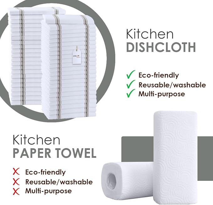 Dish Towels Set (Value Pack of 45) Size 15x25 Inch, 100% Cotton Soft & Absorbent Linen Kitchen Towels, Tea Towels, Reusable Cleaning Cloths for Household Cleaning (Grey)