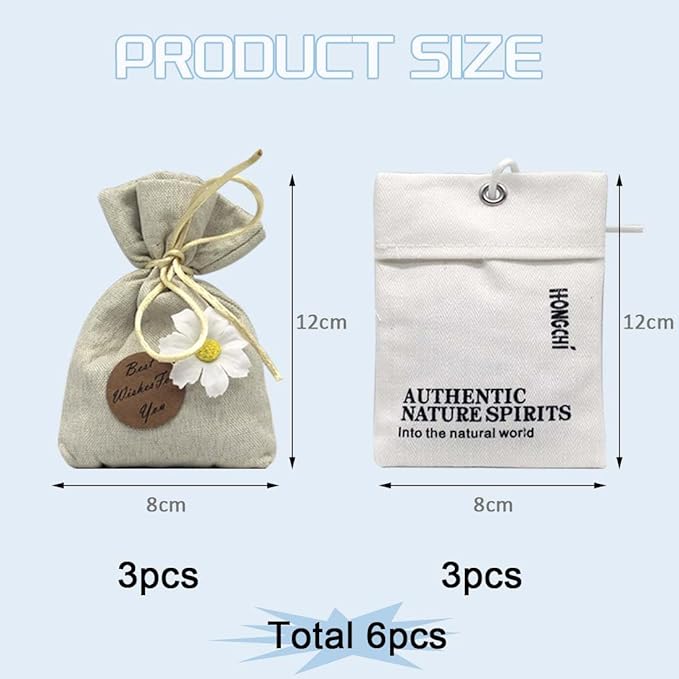 6-Pack Fresh Scented Sachet Packet, Air Freshener Bags for Drawers, Closets, Cars, Long Lasting Home Fragrance, English Pear Freesia and Lavender