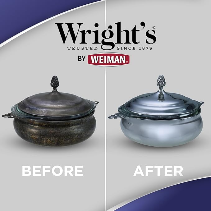 Wright's by Weiman Silver Cleaner and Polish Cream with Polishing Cloth, Ammonia-Free, Gently Clean & Remove Tarnish without Scratching
