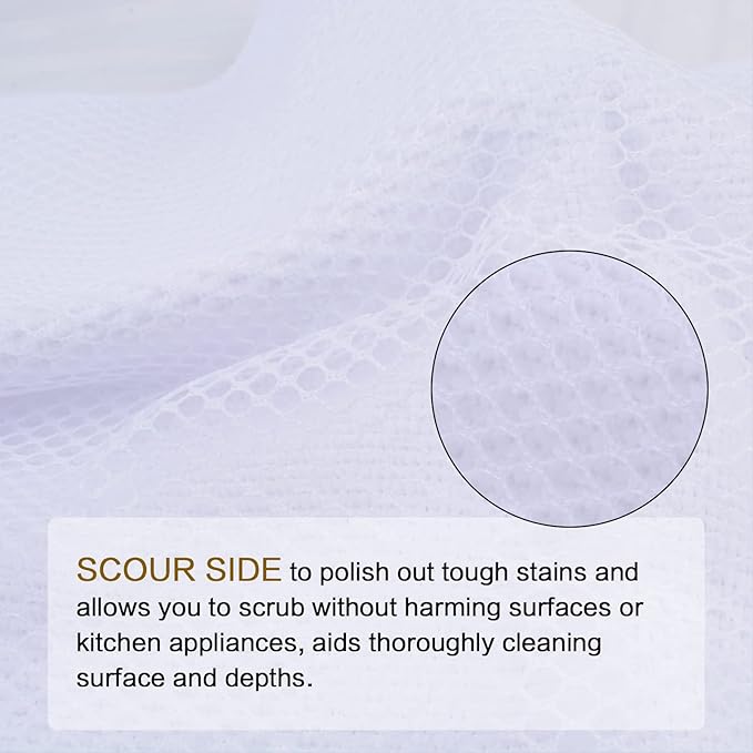 SINLAND Wholesale Microfiber Dish Cloth Best Kitchen Cloths Cleaning Cloths with Poly Scour Side 12Inchx12Inch 10 Pack White