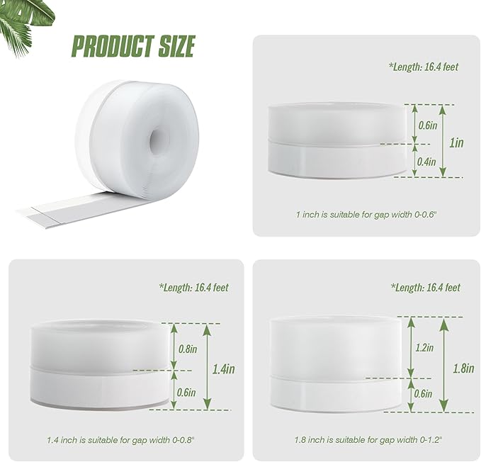 Silicone Weather Stripping Door Seal Strip, 16.4 Feet Self Adhesive Sealing Sticker Sealing Tape for Door Draft Stopper Adhesive for Doors Windows Shower Glass Gaps (Transparent, Width 35mm)