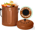 Plexon Countertop Compost Bin Kitchen Indoor, with Lid, Copper 1.5 Gallon Odorless Kitchen Compost Container, Steel Food Bucket Pail with Charcoal Filter, Bronze