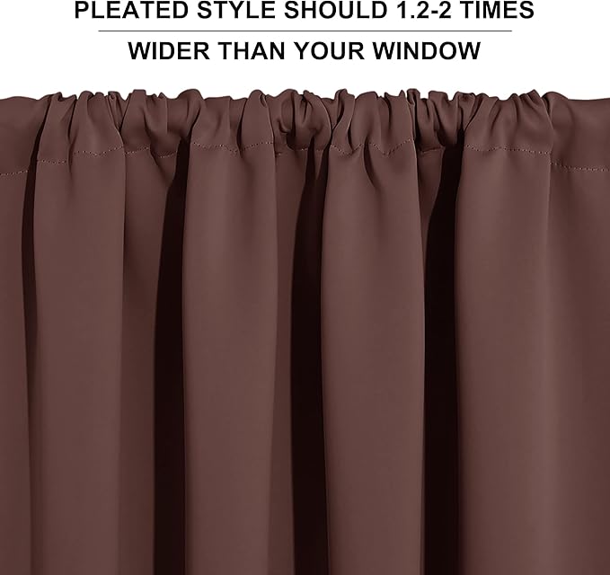 RYB HOME RV Curtains Blackout - Thermal Insulating Privacy Door Windows Camper Curtains for Kids Nursery RV Bunk Bedroom Windows Bathroom, Width 29 x Length 24, Chocolate Brown, 2 Pcs