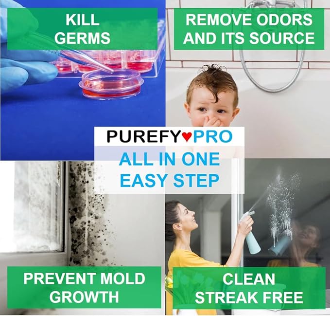 Purefypro Disinfectant Spray (500ml, 2pk) Purefypro Disinfectant Spray (1.7oz, 6 Pack) - No Rinse. No Residue. Kills 99.9999% Norovirus, Flu Virus, and Fungi, Drug Resistant Germs.