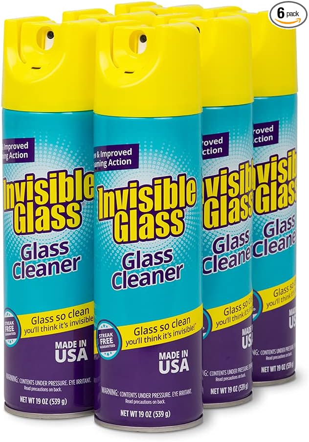 Invisible Glass 91160-6PK Premium Glass And Window Cleaner Aerosol Can Leaves Glass Streak Free And Residue Free With Improved Foaming Action, Pack Of 6