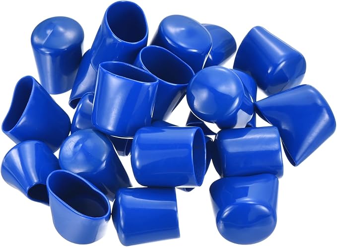 uxcell 20pcs Rubber End Caps 29mm(1 1/8") ID Vinyl PVC Round Tube Bolt Cap Cover Screw Thread Protectors Blue