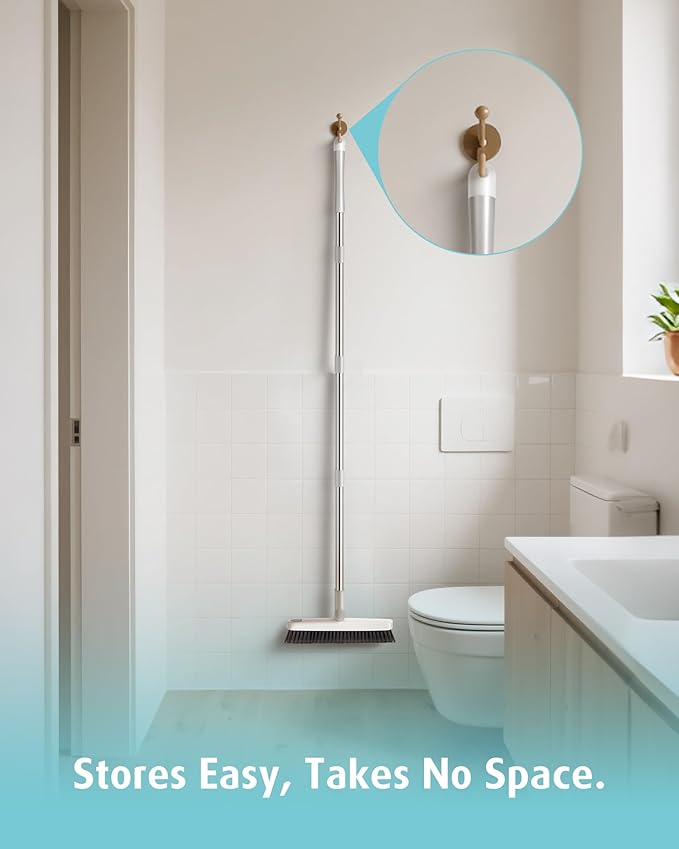 AIR U+ Grout Brush with Long Handle 180° Swivel Scrub Brush with Tweezers to Hair Clip V-Shape Grout Line Scrubber Stiff Bristles for Deep Cleaning Crevice, Tile Line, Shower, Kitchen, Corners(White)