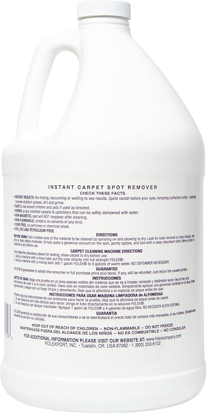 FOLEX Instant Carpet Spot Remover Carpet Cleaner with Reusable Cleaning Cloth - 128 oz - Removes Pet Accidents, Grease, Red Wine and More - 4 Pack