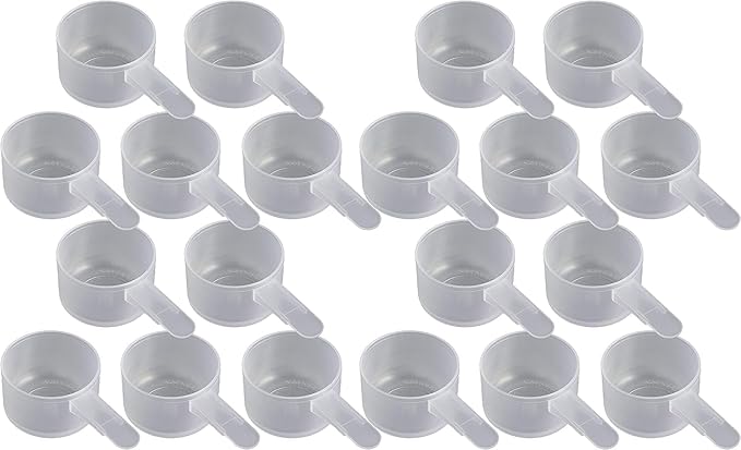 23 mL Plastic Measuring Packaging Scoop (= 23 cc/ = 4.7 teaspoon/ = 1.5 Tablespoon/ = 0.78 fl oz), Short Handle - to Measure and Dispense Spices, Granules, Powders, for Seeds Packing (20 scoops)