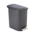Amazon Basics Compact Plastic Bathroom Trash Can with Hands Free Foot Pedal, Quiet Close Step-On, 6 Liters, Black, Lid Included