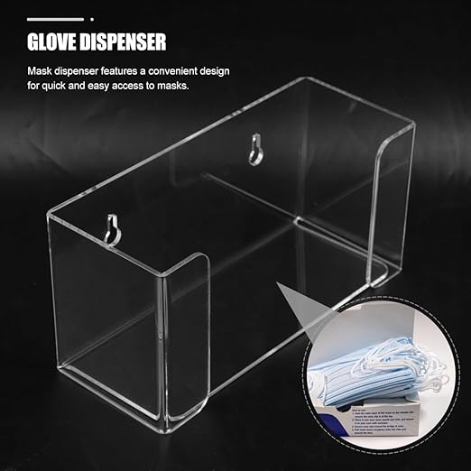 Acrylic Wall Mount Glove Dispenser and Mask Holder Storage Box for Laboratory and Office 2 in 1 Mask and Glove Organizer
