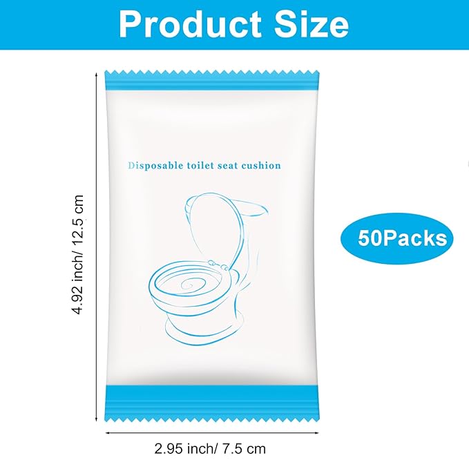 50 Pack Disposable Toilet Seat Cover Waterproof Non-Woven Fabric, Disposable Toilet Seat Covers for Travel, Disposable Seat Covers for Outing Hotel Hospital Public Toilet (Individual Package)