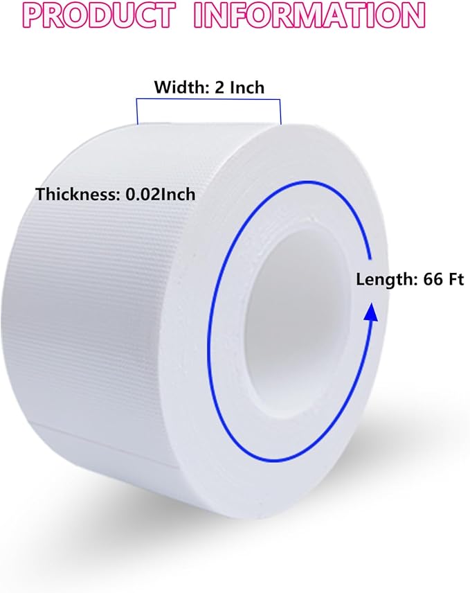 White Window Weather Sealing Tape 2Inch X 65Ft,Window AC Seal Air Conditioner Sealing Tape,Residue-Free for Keep Out Drafts Cold Air Rain Dust Smog