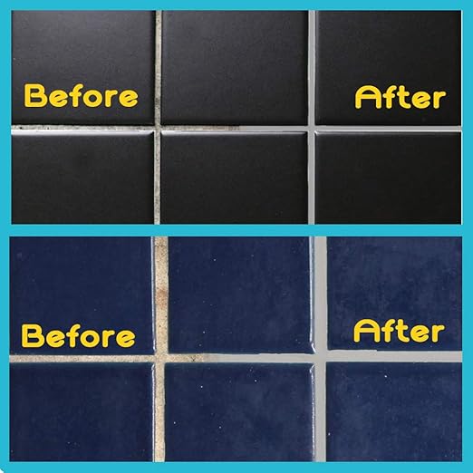 NADAMOO Grout Renew Pen Gray - 2 Large Size 20ml Tile Grout Paint Pen - Restore Grout Line - 2 Replacement Nibs and 1 Cleaning Brush