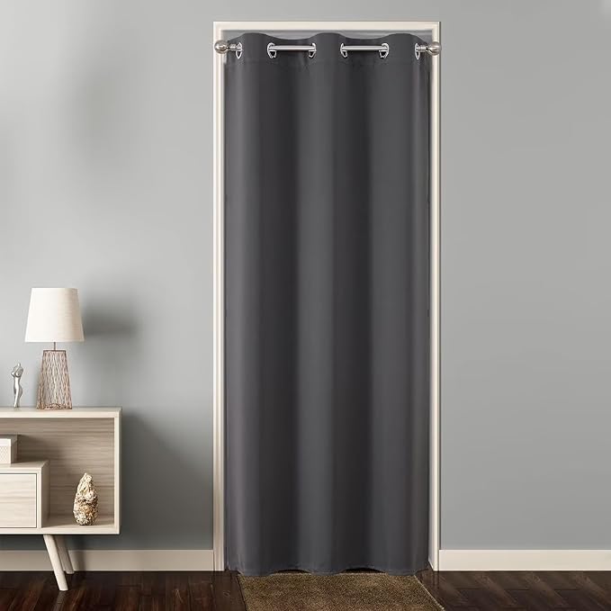 Joydeco Custom Size Door Curtains, Closet and Bedroom Doorway Curtains (Grey)