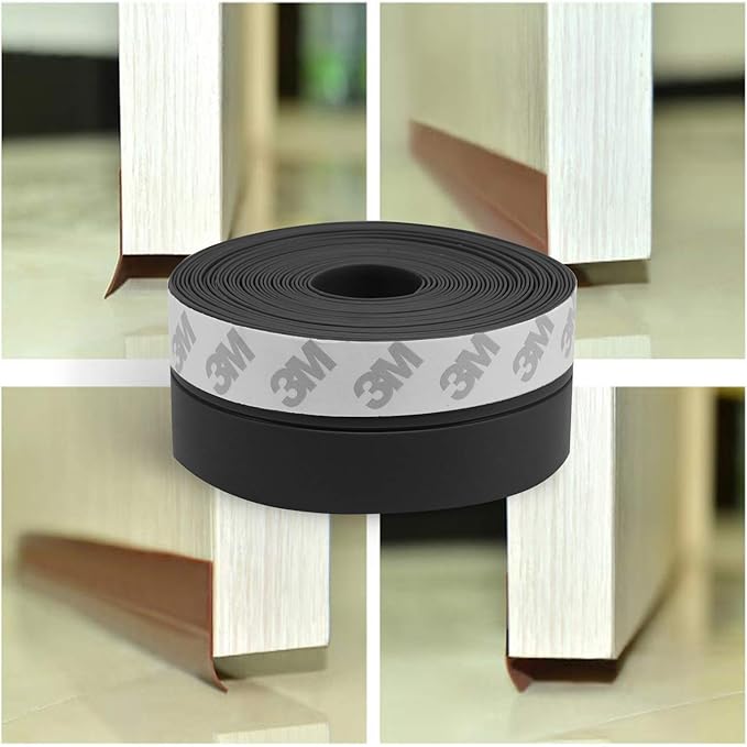 TAROSE Weather Stripping, Silicone Door Seal Strip Door, 16 Feet Long Black (Width 45mm)