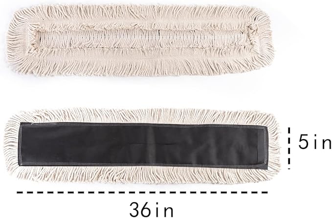 Matthew Cleaning 36'' High Strength Disposable Dust Mop Cotton Cut-end Yarn Mop Replacement Heads for Residential & Commercial Fit Standard Dust Mop Frames, Hardwood, Laminate, Concrete Floors 6Pack
