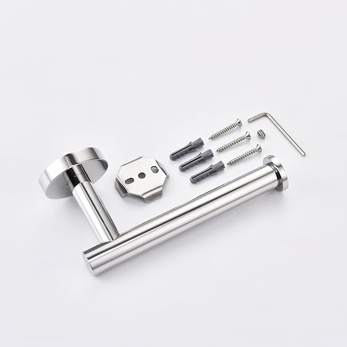 TASTOS Polished Chrome Toilet Paper Holder SUS304 Stainless Steel, Modern Round Tissue Roll Holders Wall Mount, Toilet Paper Roll Dispenser Bathroom 5 inch TP Holder for Kitchen Washroom